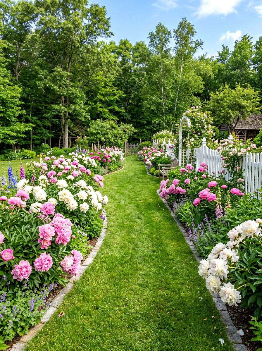 Peony Garden Walkway - 30 fragrant pathway ideas