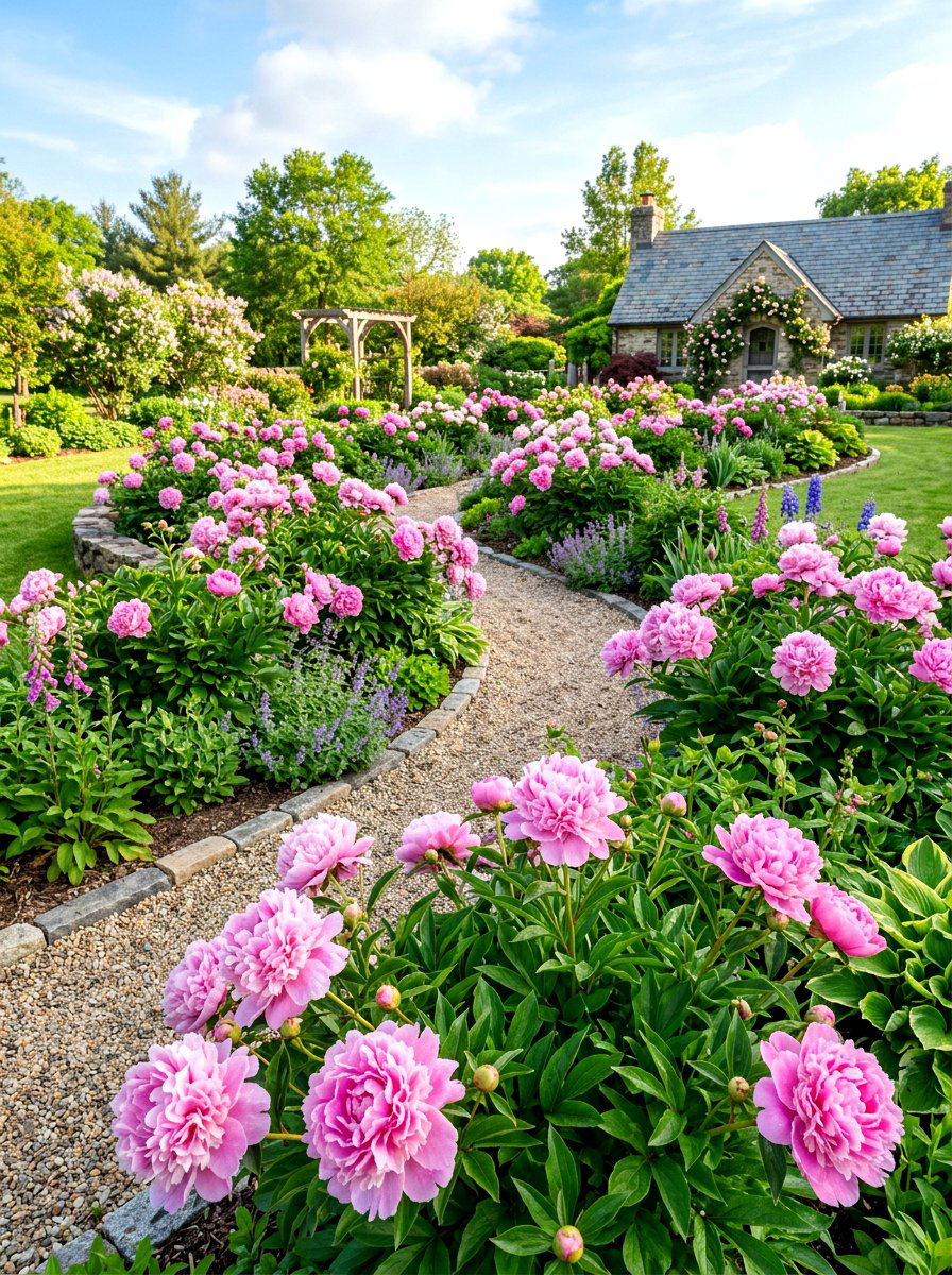 Peony Garden - 30 cottage landscaping ideas