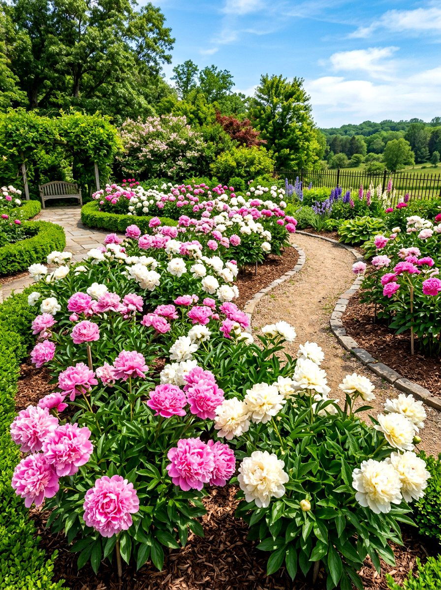 Peony Patch Garden - 30 cottage flower bed ideas