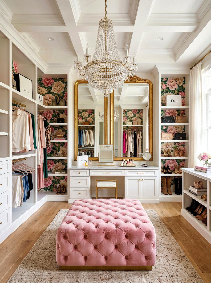 Peony Pattern Dressing Room - 30 flower room ideas