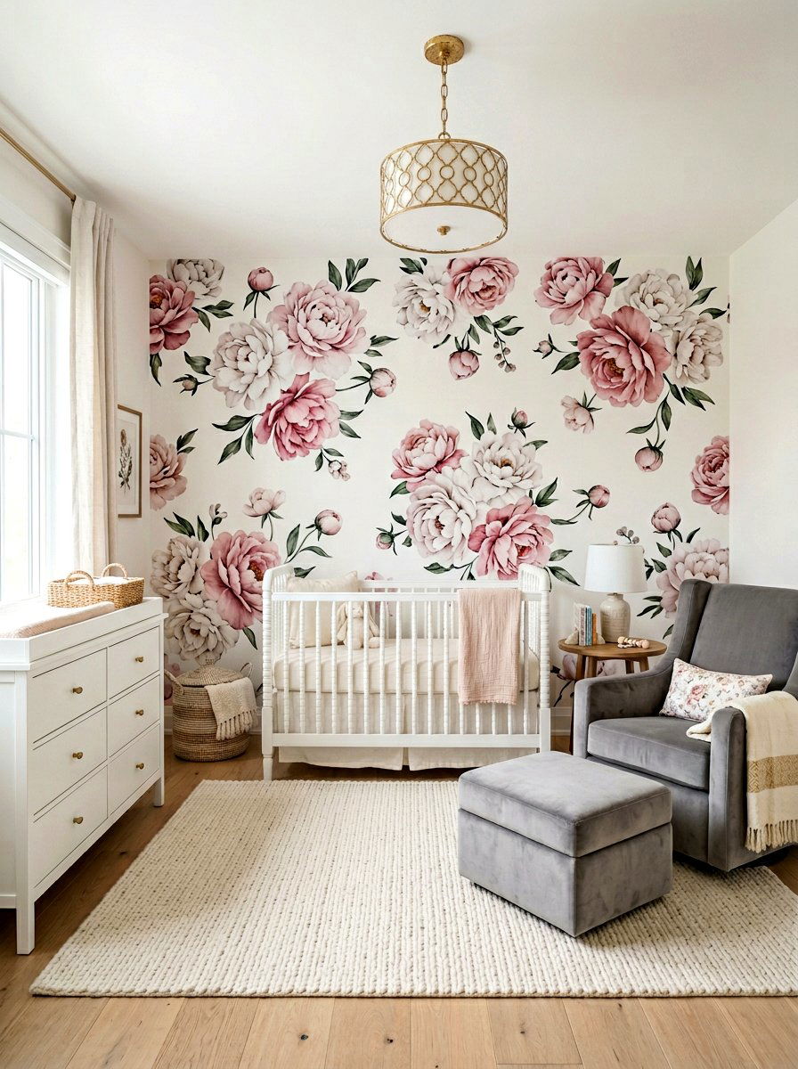 Peony Wall Decals - 30 floral nursery ideas