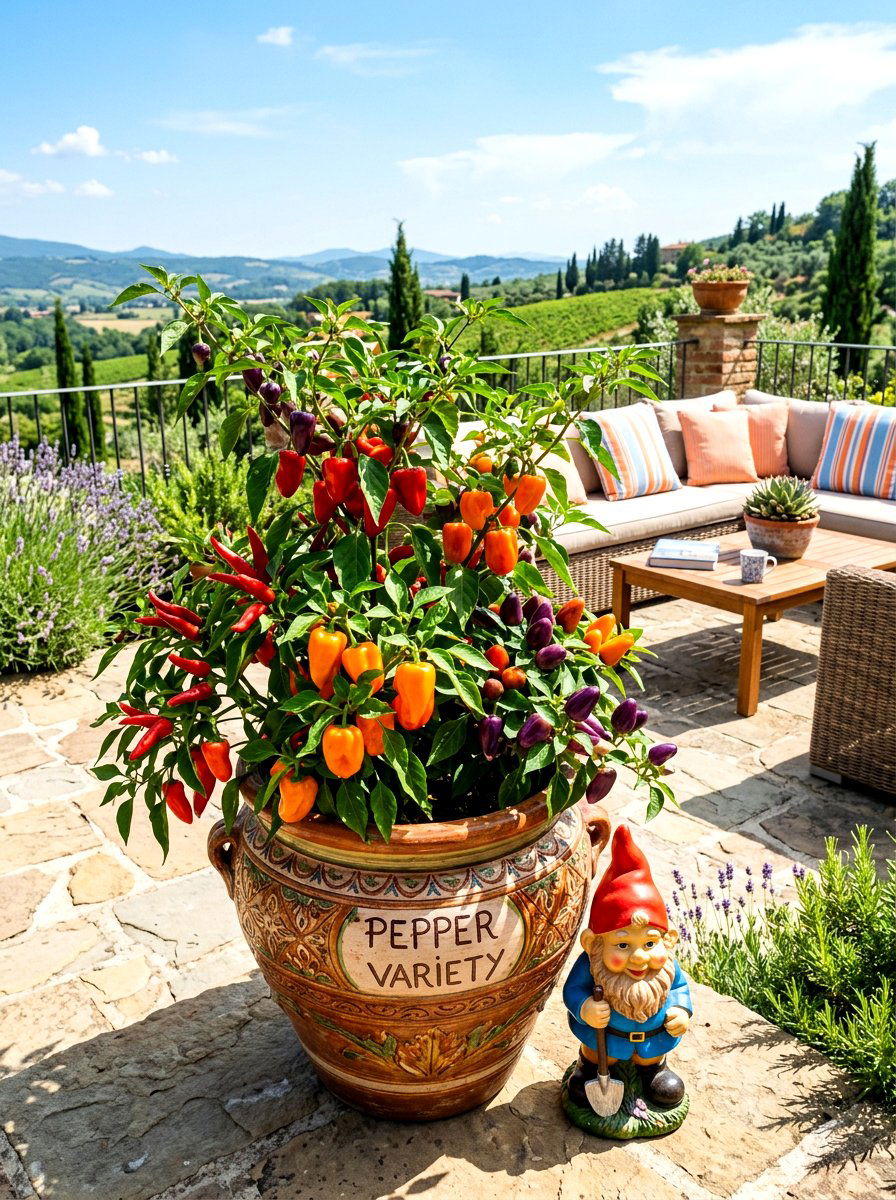 Pepper Variety Pot - 30 edible patio garden ideas
