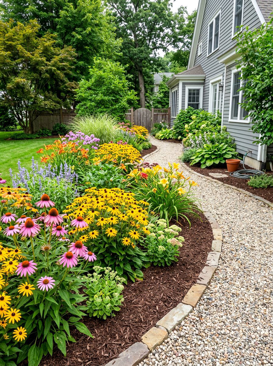 Perennial Border For Side Yard - 30 corner lot landscaping ideas