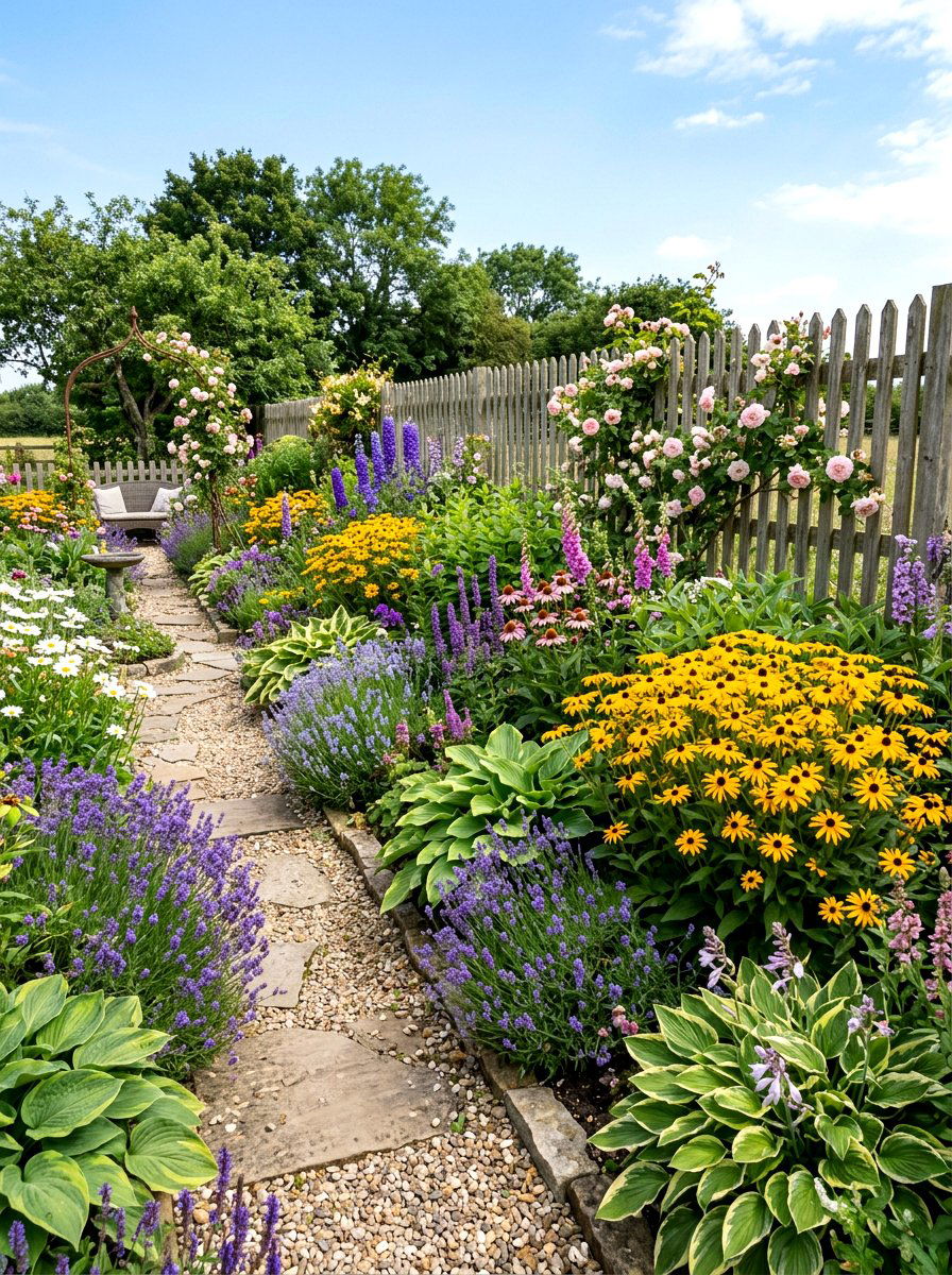 Perennial Border - 30 low maintenance landscaping ideas