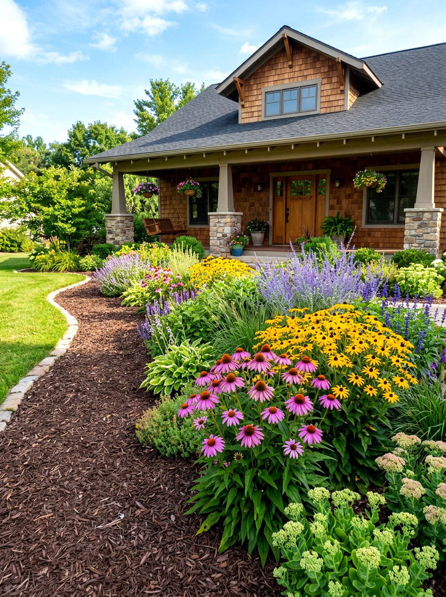 Perennial Flower Bed - 30 no mow front yard ideas