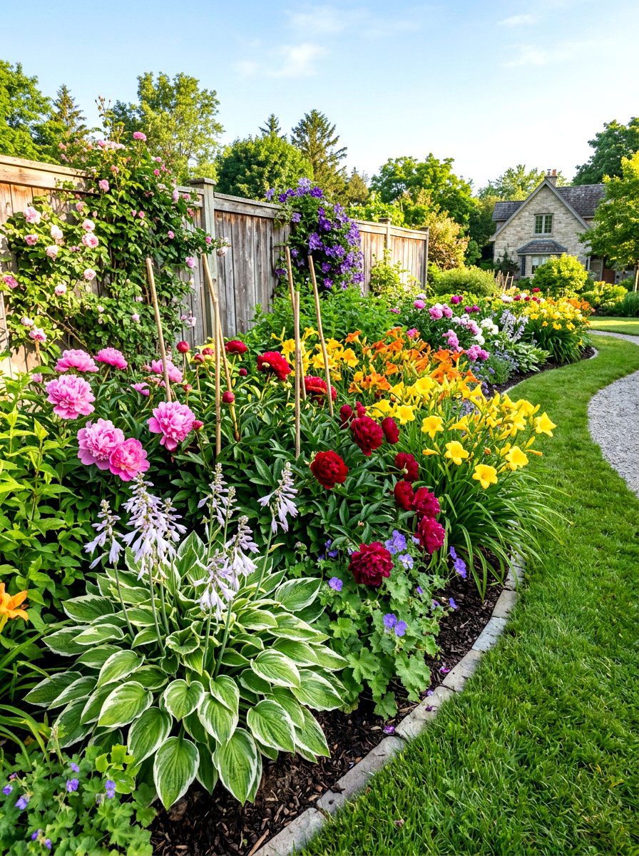 Perennial Flower Bed - 30 low maintenance backyard landscaping ideas