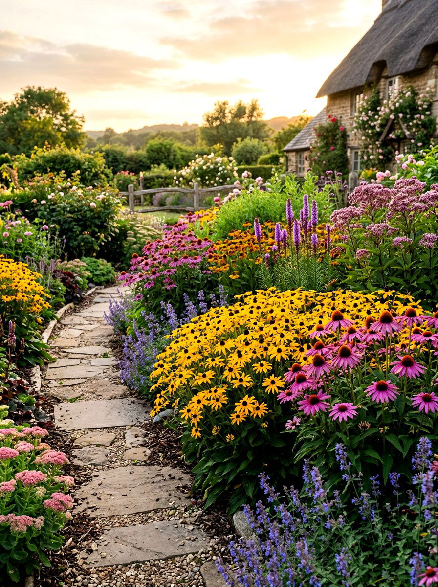 Perennial Flower Border - 30 flower garden ideas
