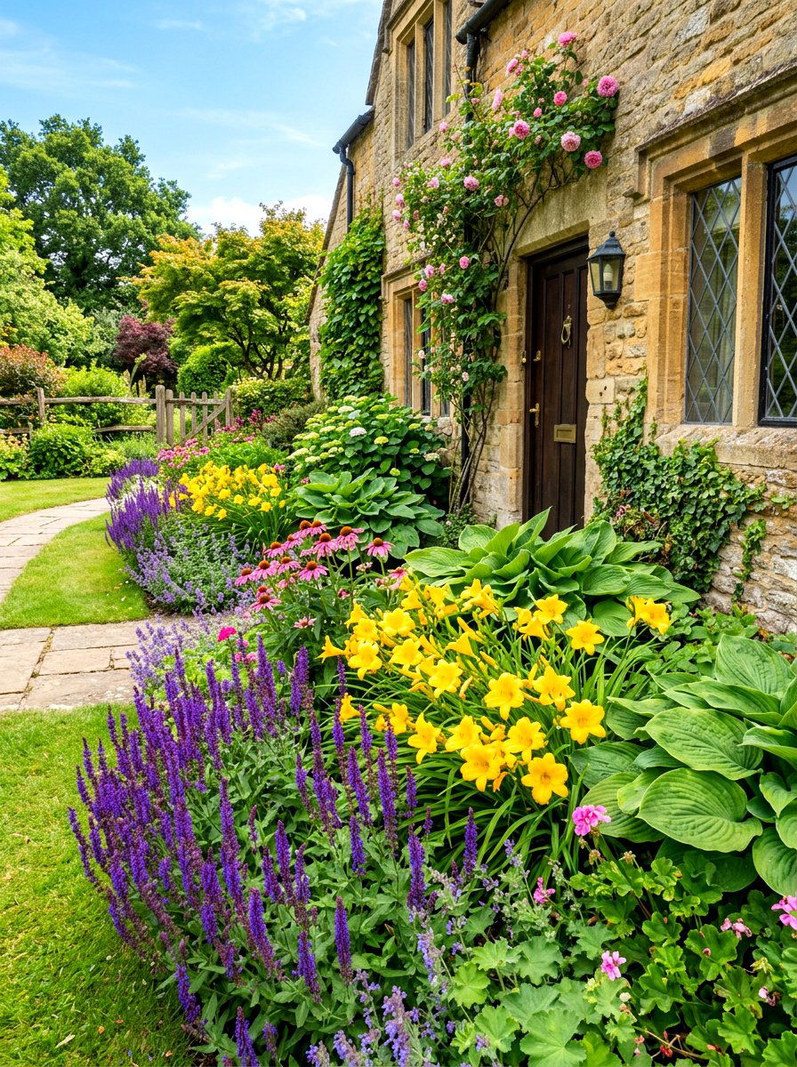 Perennial Flower Border - 30 low maintenance curb appeal ideas