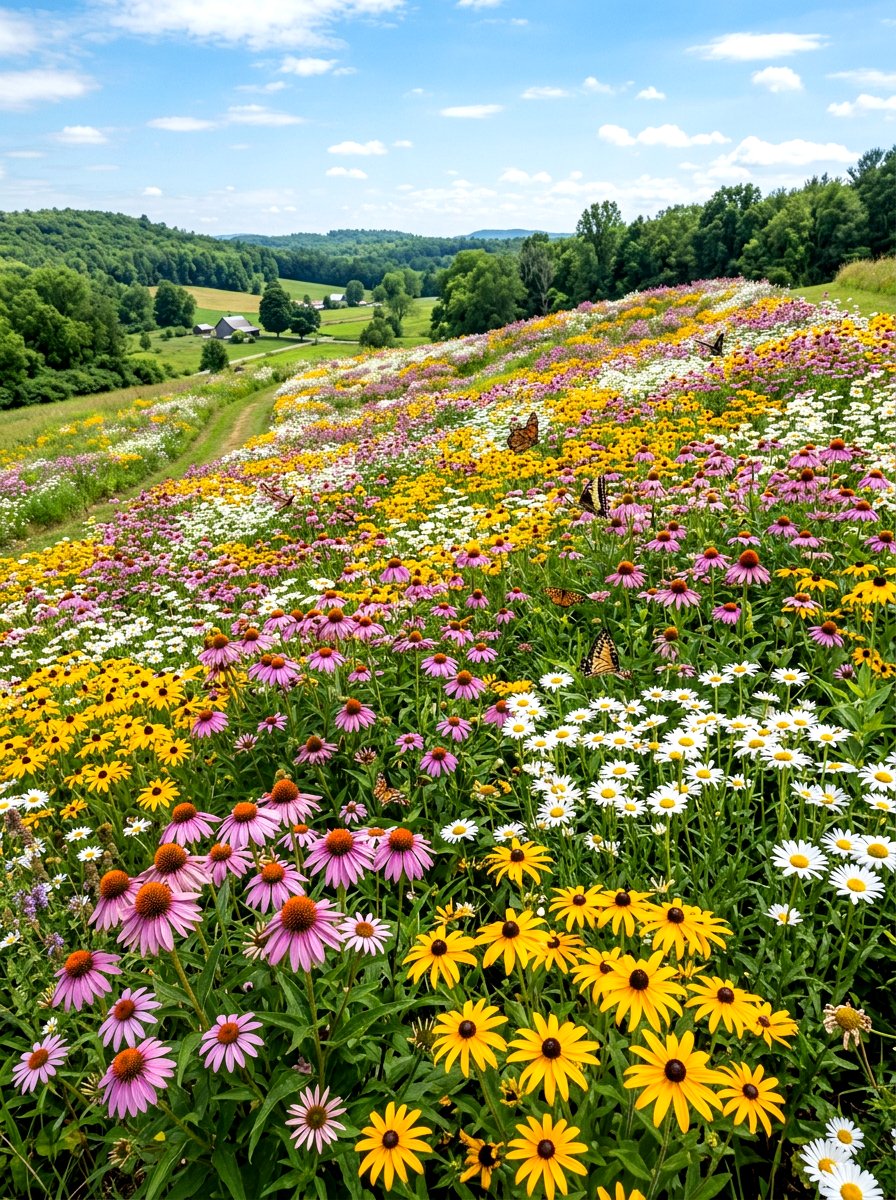 Perennial Flower Hill - 30 sloped yard landscaping ideas