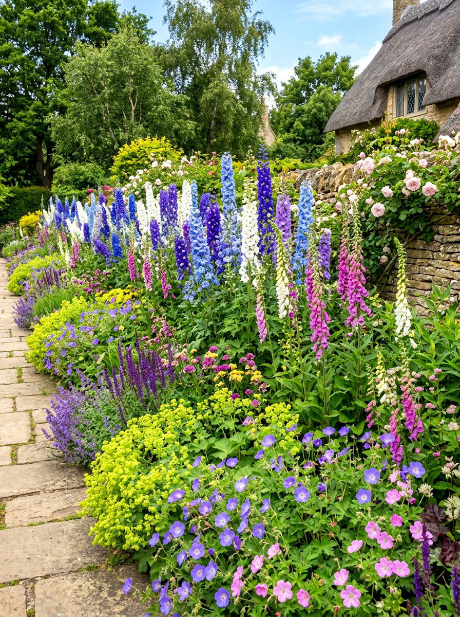 Perennial Flower Slope Border - 30 slope garden ideas
