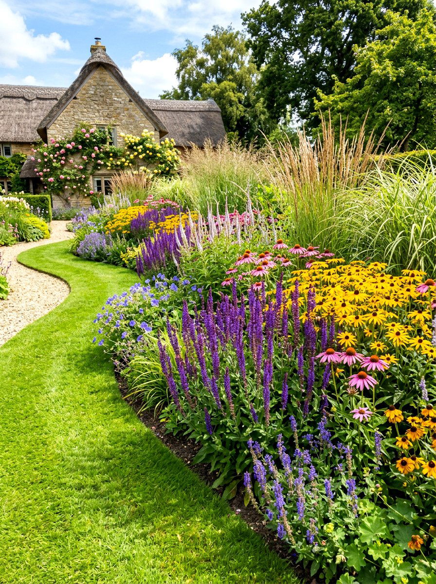 Perennial Garden Border - 30 front yard privacy ideas