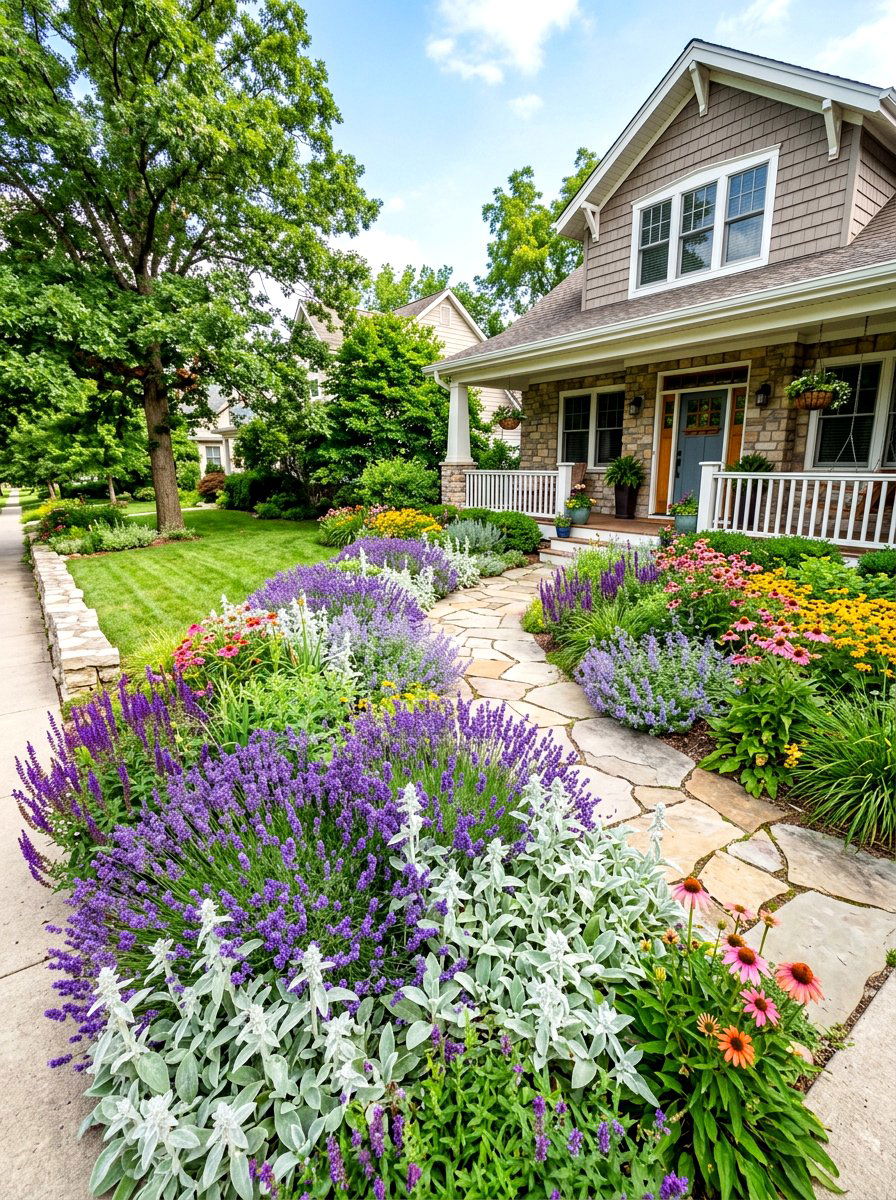 Perennial Garden - 30 asymmetrical front yard landscaping ideas