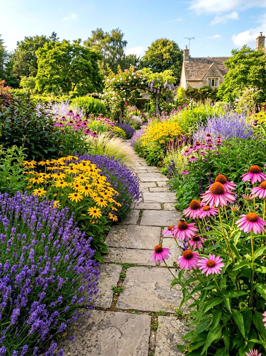 Perennial Lavender Path - 30 lavender walkway ideas