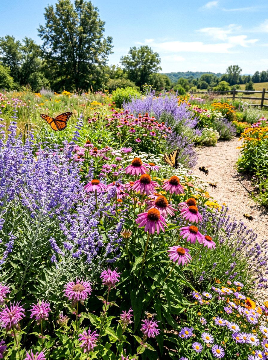 Perennial Pollinator Garden - 30 xeriscape backyard ideas