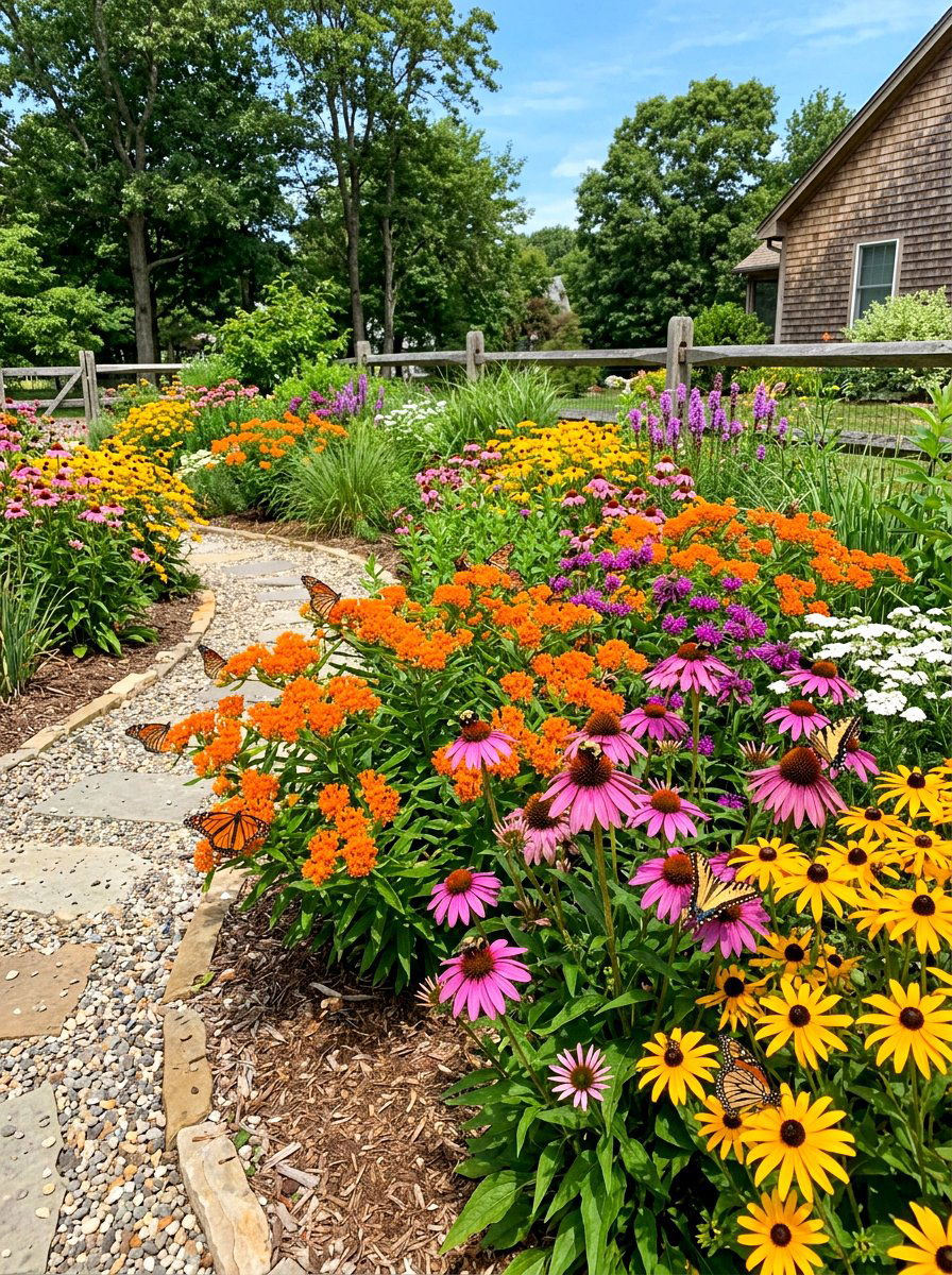 Perennial Pollinator Garden - 30 driveway island landscaping ideas