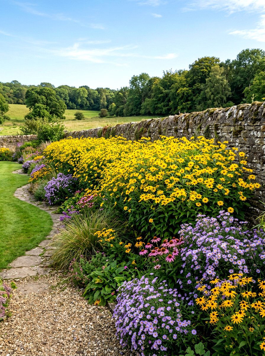 Perennial Sunflower Border - 30 sunflower garden ideas
