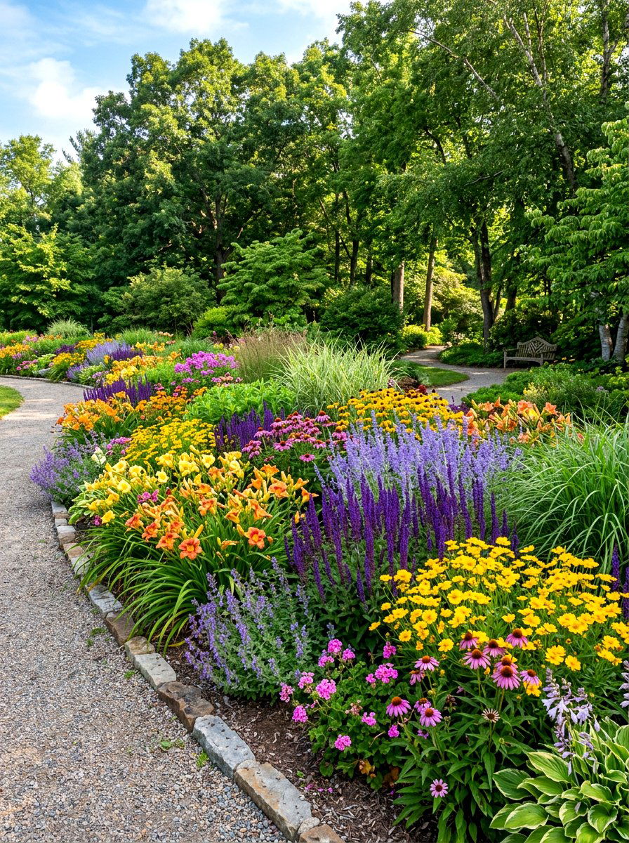 Perennial Tree Border - 30 tree ring flower bed ideas