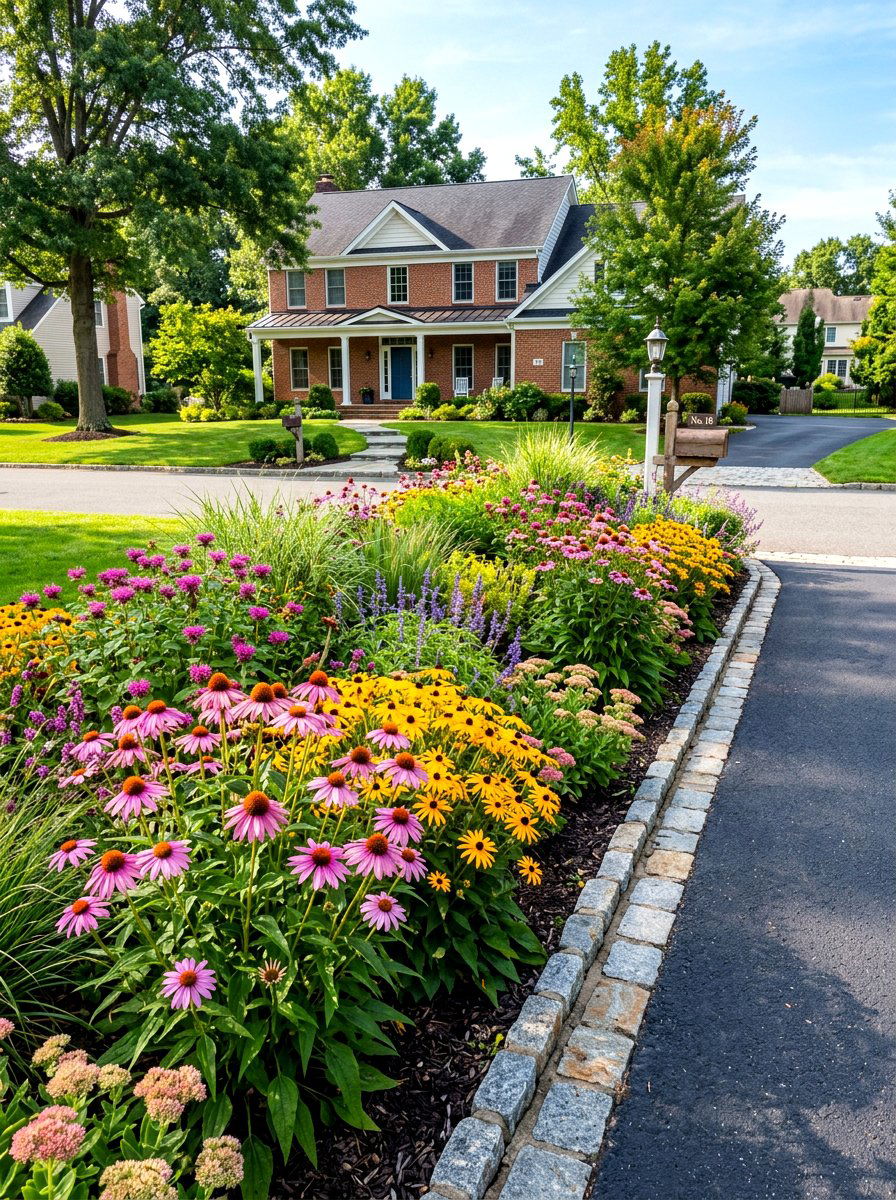 Perennial flower bed - 30 driveway edging ideas