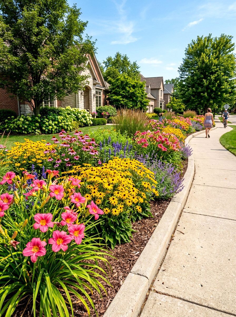 Perennial flower bed curb - 30 hellstrip garden ideas
