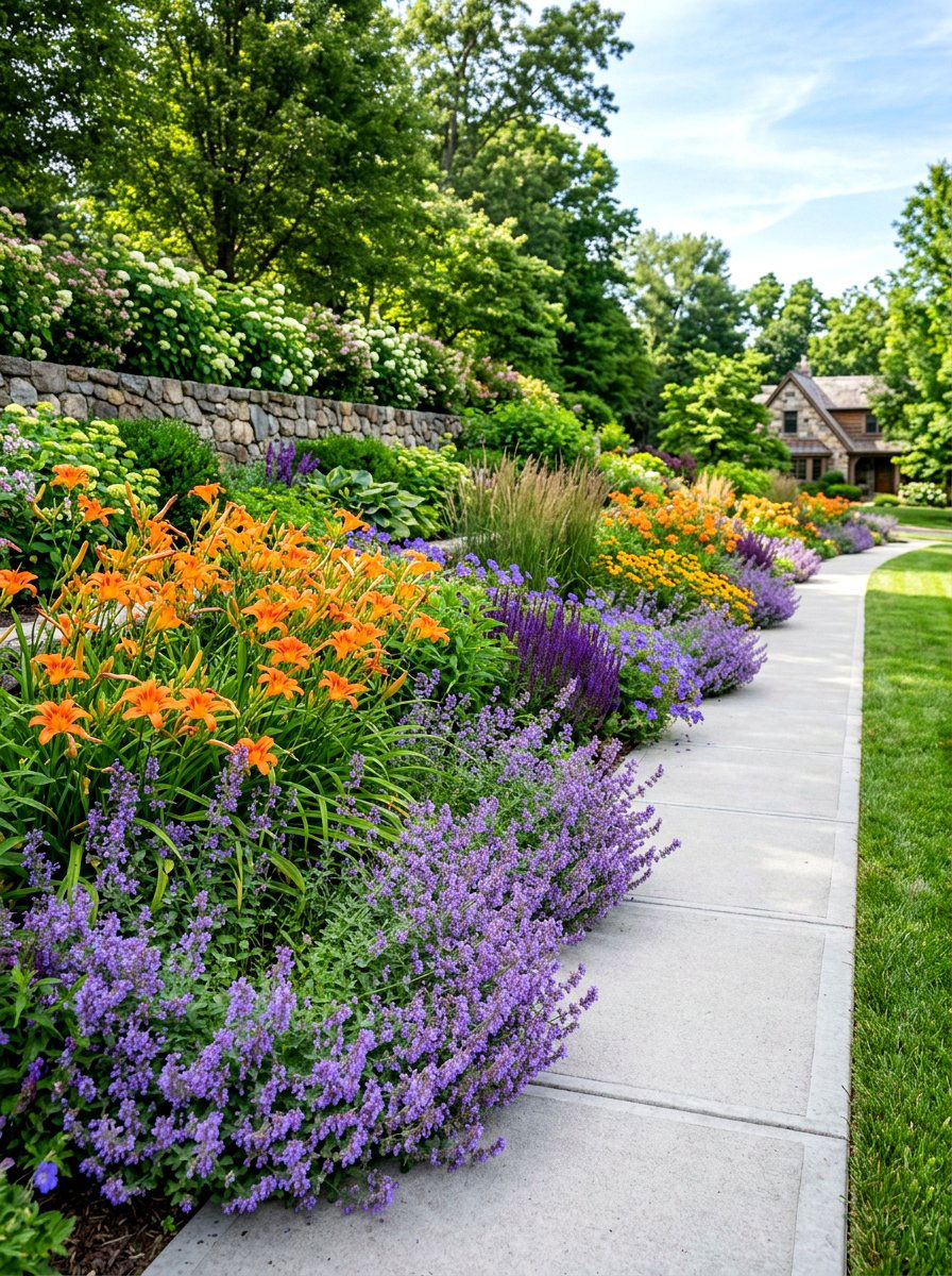 Perennial flower border - 30 curb strip planting ideas