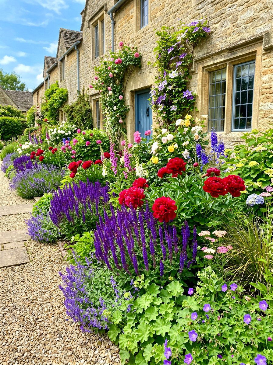 Perennial flower border along house - 30 foundation landscaping ideas