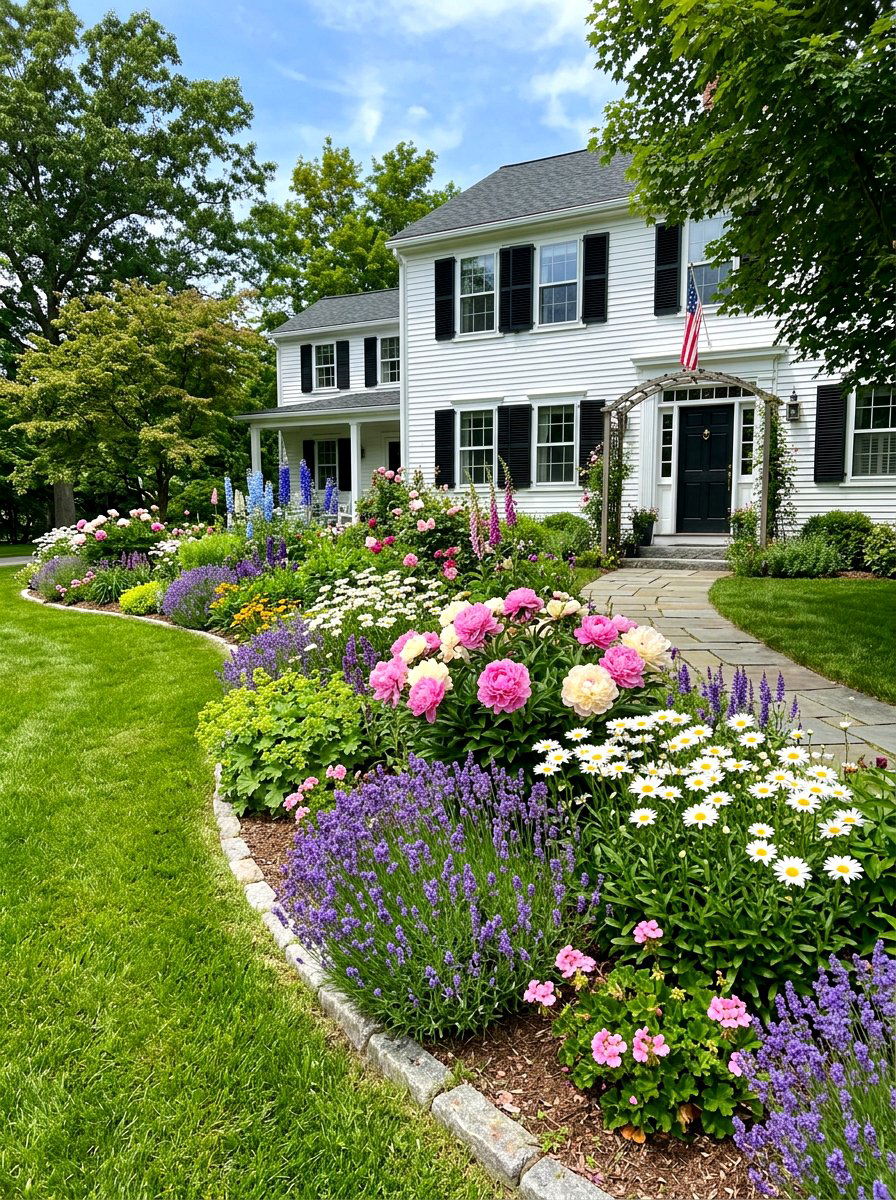 Perennial garden - 30 colonial front yard ideas