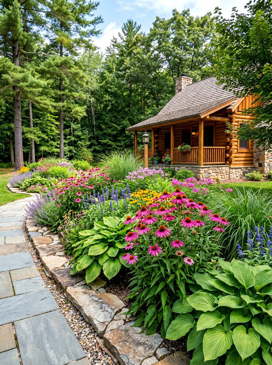 Perennial garden border Bordering - 30 cabin backyard landscaping ideas