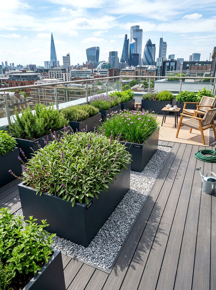 Perennial herb garden layout - 30 rooftop herb garden ideas