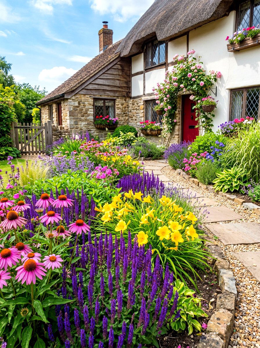 Perennial plant border - 30 small front garden border ideas