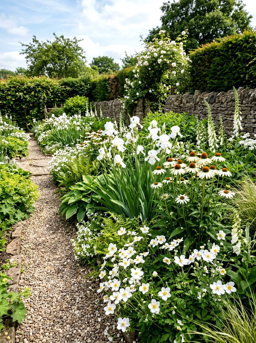 Perennial white flower border - 30 white garden border ideas