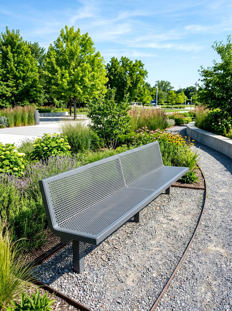 Perforated Metal Bench - 30 metal patio furniture ideas
