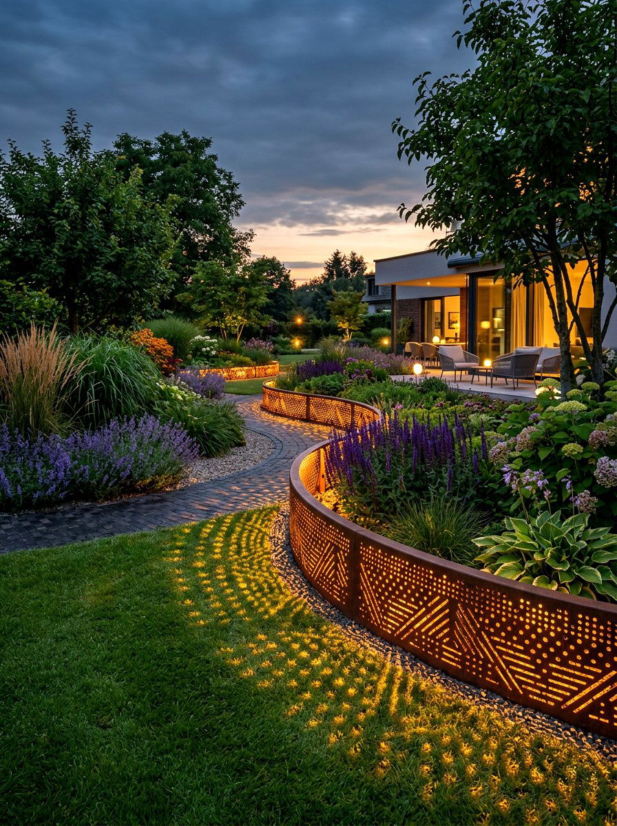 Perforated Metal Garden Border - 30 metal landscape edging ideas