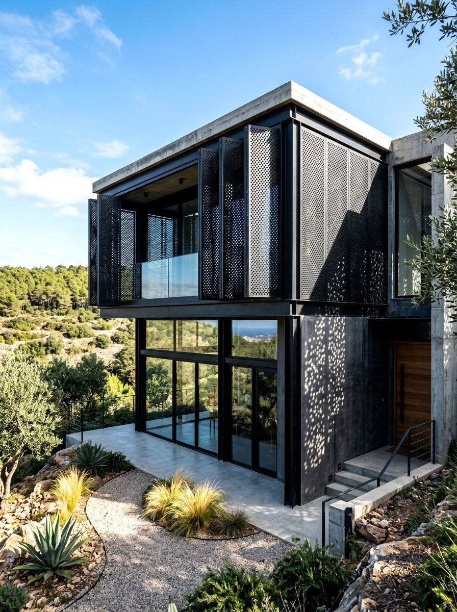 Perforated Metal Modern Shutters - 30 exterior shutters ideas