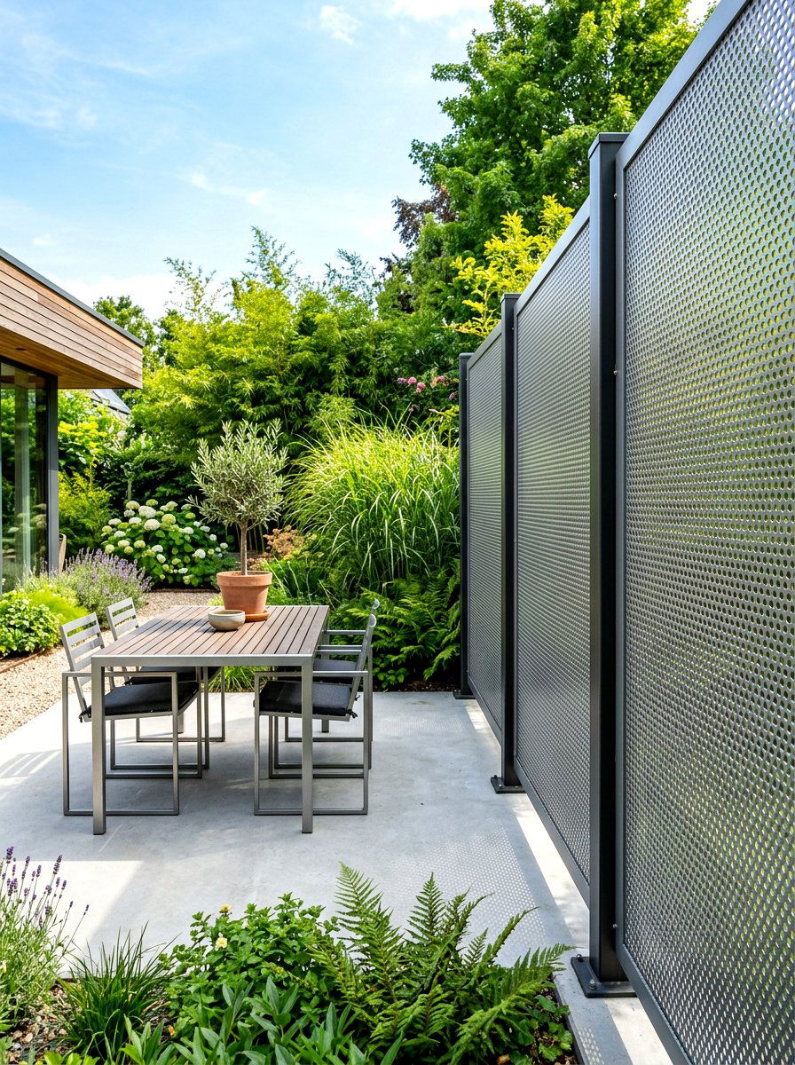 Perforated Metal Privacy Screen - 30 deck partition ideas