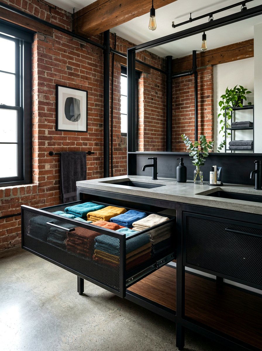 Perforated Metal Vanity Drawer - 30 bathroom vanity drawer ideas