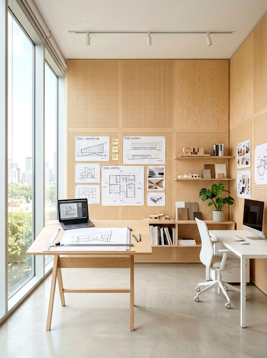 Perforated Wood Walls - 30 acoustic office decor ideas
