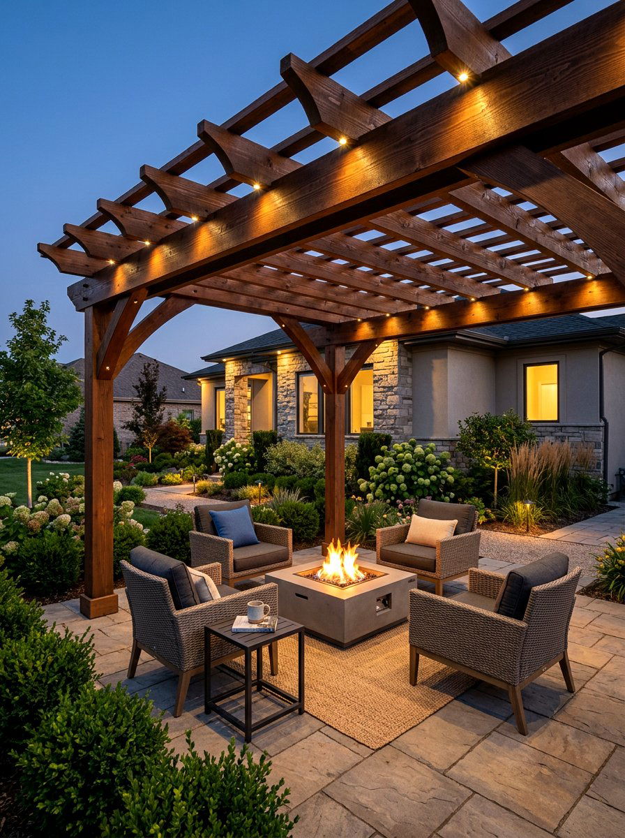 Pergola Accent Lighting - 30 front yard lighting ideas
