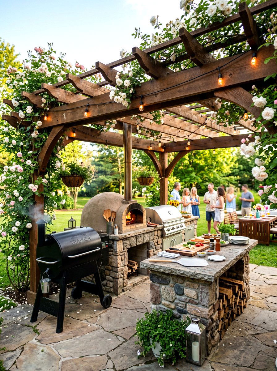 Pergola BBQ Station - 30 smoker station ideas