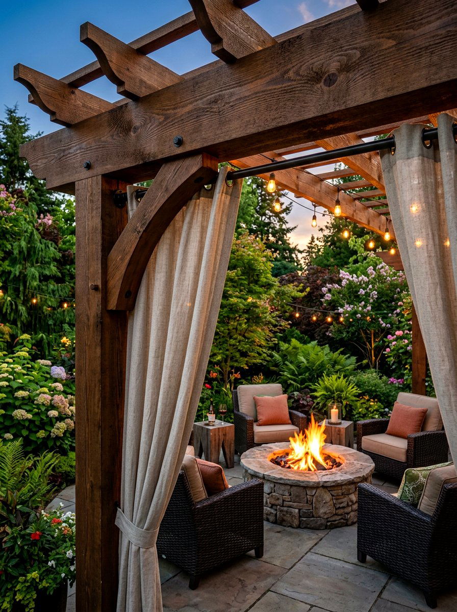 Pergola Beam Outdoor Curtain Rod - 30 outdoor curtain rod ideas