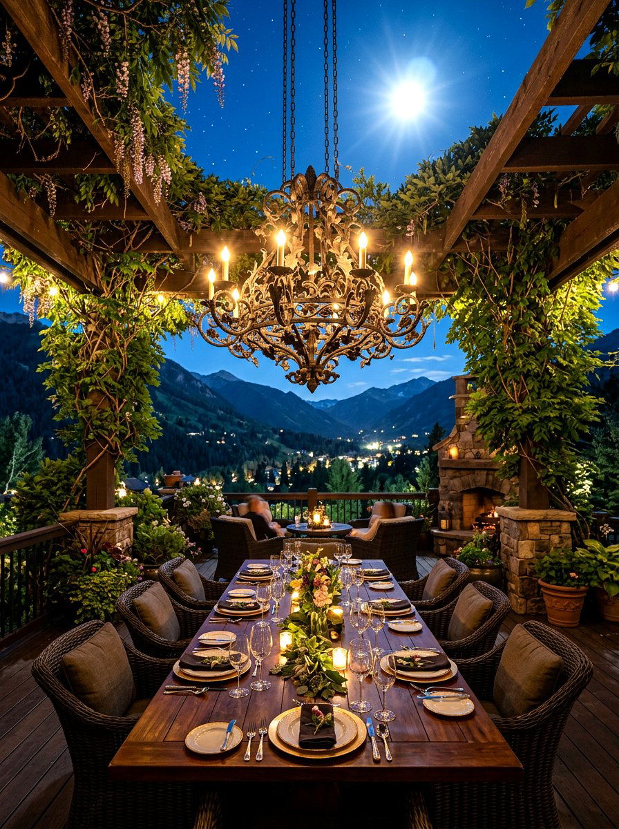 Pergola Chandelier - 30 deck lighting ideas
