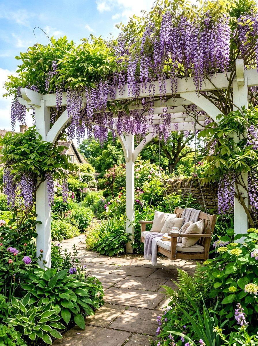 Pergola Climbing Vines - 30 small yard landscaping ideas