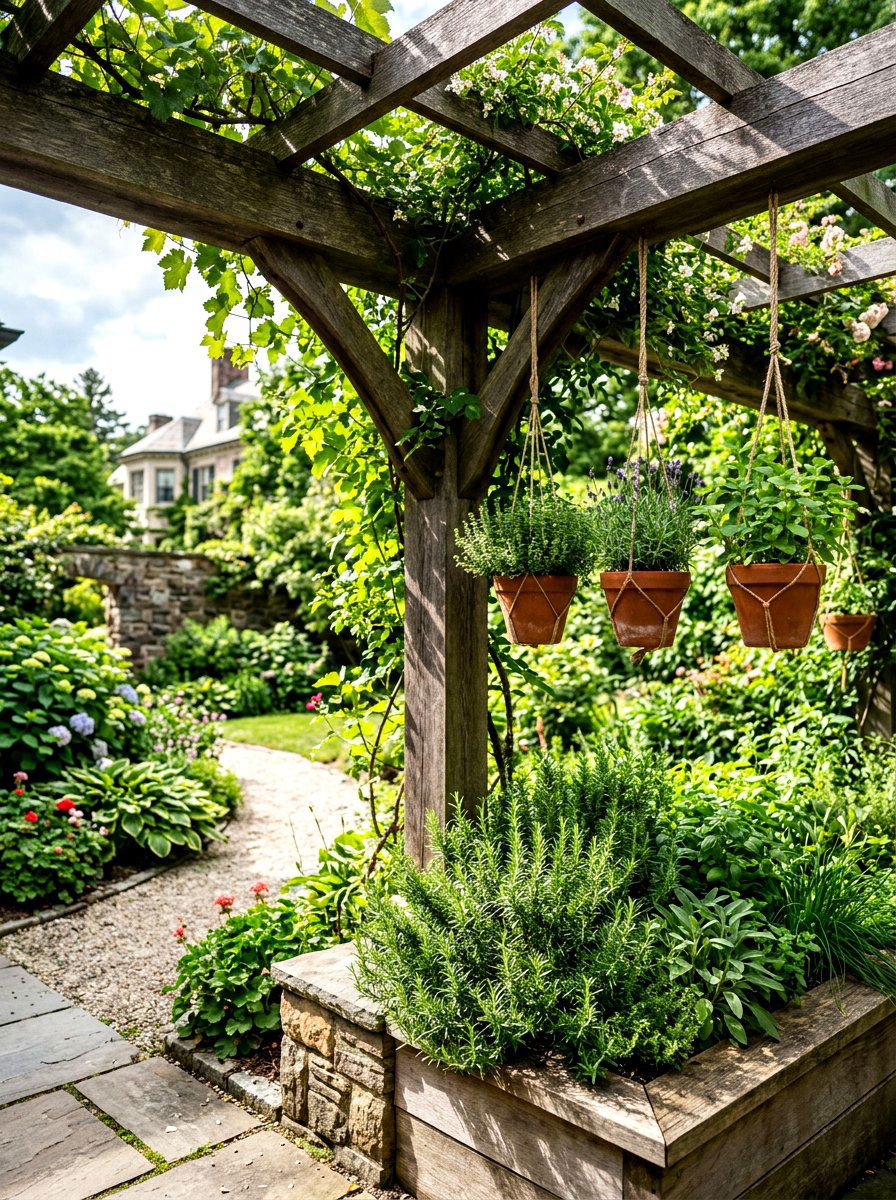 Pergola Corner Herb Garden - 30 herb garden corner ideas