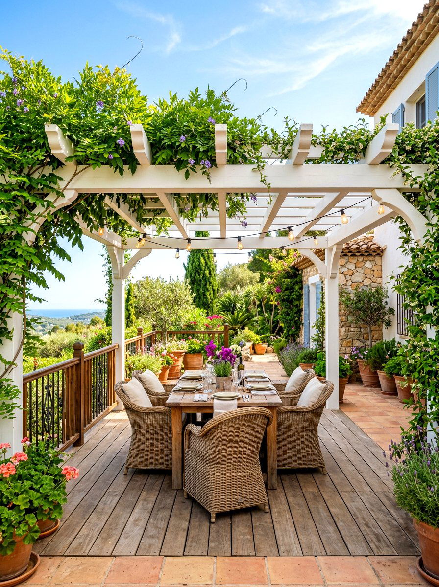 Pergola Covered Deck - 30 detached deck ideas