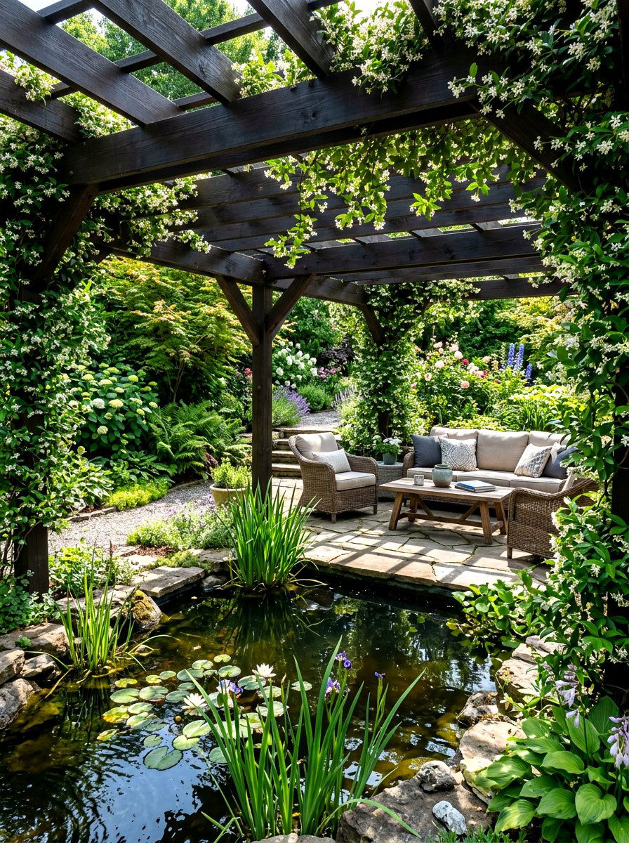 Pergola Covered Pond - 30 koi pond ideas