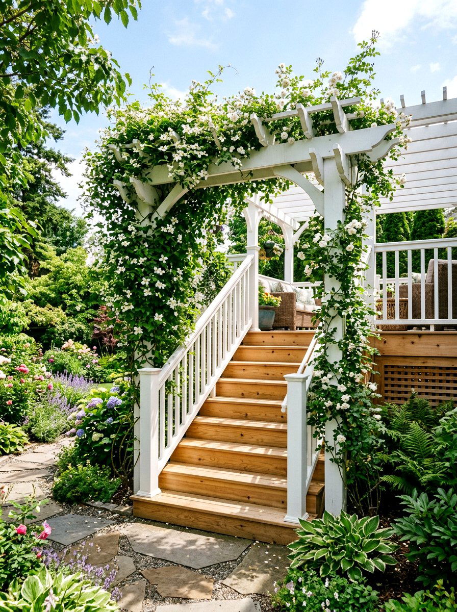 Pergola Deck Stairs - 30 deck stair ideas
