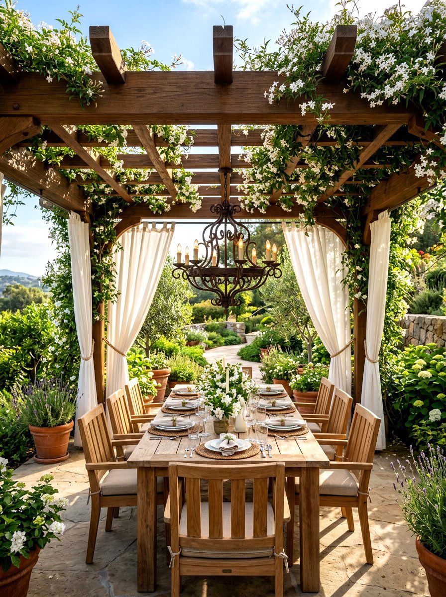 Pergola Dining Nook - 30 outdoor dining area ideas