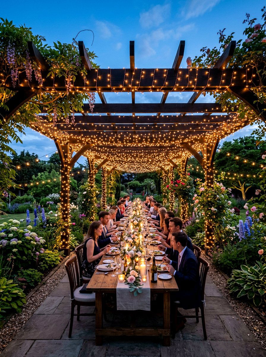 Pergola Fairy Lights - 30 cozy outdoor lighting ideas