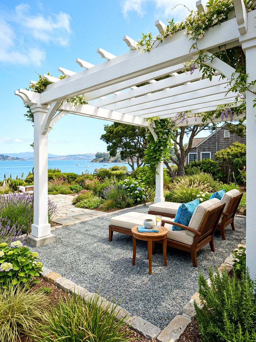 Pergola Foundation Area - 30 pea gravel patio ideas