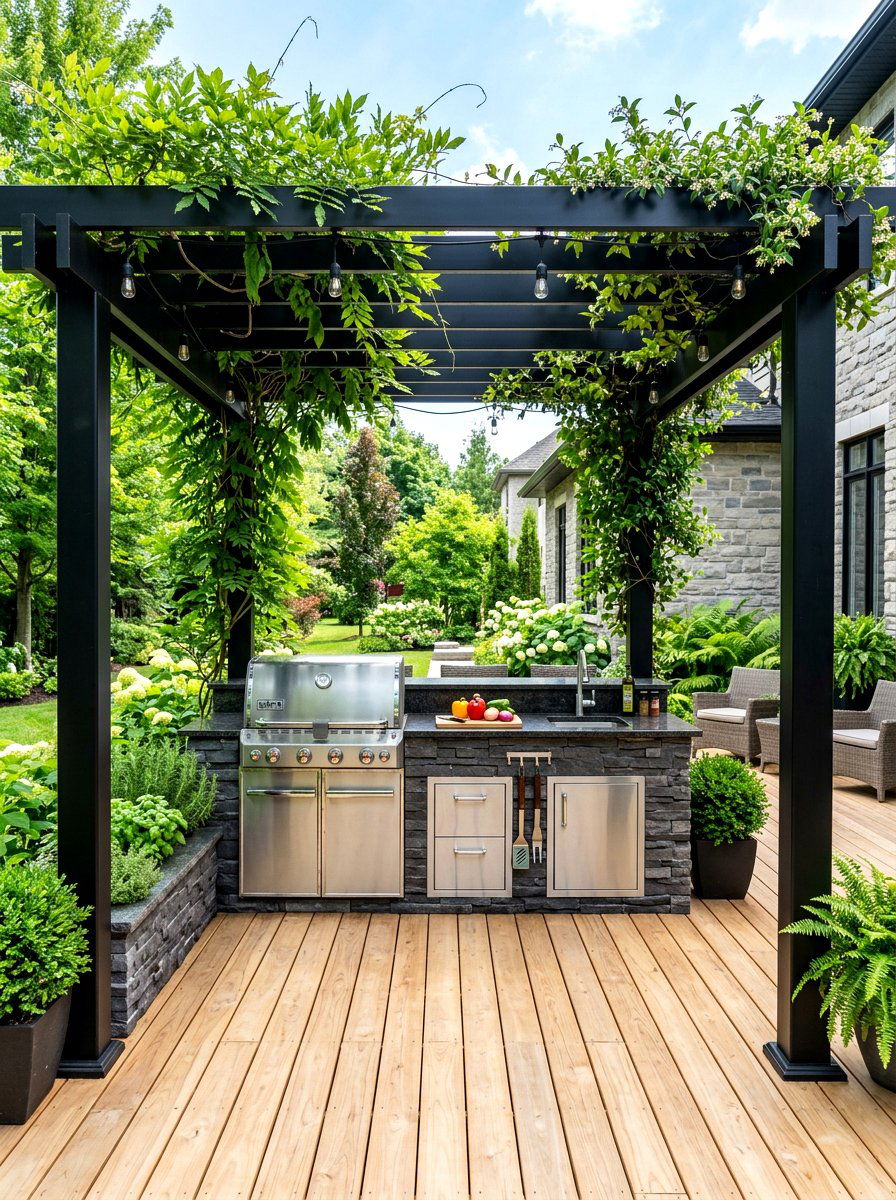Pergola Grill Station - 30 deck grill station ideas