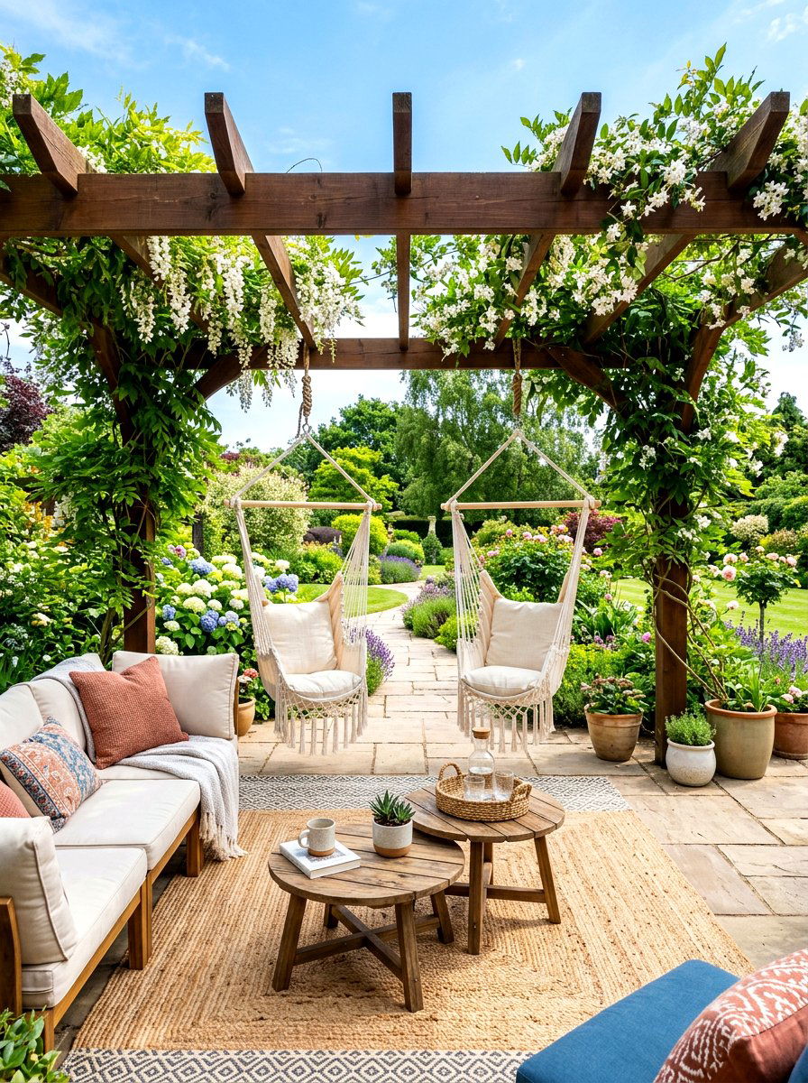 Pergola Hanging Swing Chair - 30 hammock chair ideas